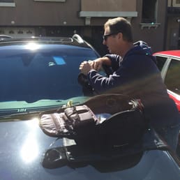 Tony examining the damage. Tony examining the damage.