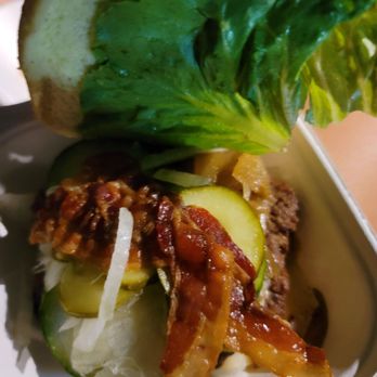 Wawa - Cheeseburger opened up (they did not skimp on the veggies) - Gas Stations Near Me - Wesley Chapel, Florida