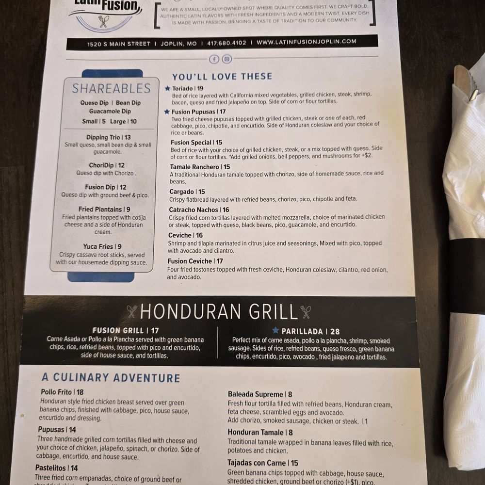 Latin Fusion - Menu - Honduran Near Me - Joplin, Missouri