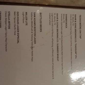 The Centurion Lounge - Beer menu - Airport Lounges Near Me - Dallas, Texas