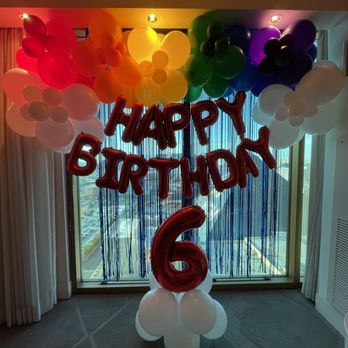 Tamber Crafts - 8ft garland with Happy Birthday balloons and large mylar number set up - Balloon Services Near Me Tamber Crafts - 8ft garland with Happy Birthday balloons and large mylar number set up - Balloon Services Near Me
