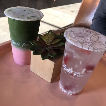Muse Tea - Pink matcha and coconut juice with berries - Bubble Tea Near Me - Houston, Texas Muse Tea - Pink matcha and coconut juice with berries - Bubble Tea Near Me - Houston, Texas