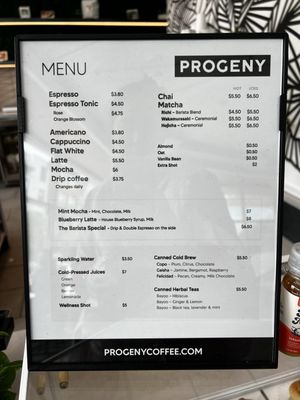 Menu photo 1 Progeny Coffee San Francisco, CA Menu photo 1 Progeny Coffee San Francisco, CA