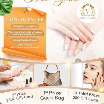 Vella Nails - GRAND OPENING: AUGUST 1 & MINI GAME AT VELLA NAILS
Get ready for beauty, fun, and your chance to win amazing prizes! - Nail Salons Near Me - Shepherdsville, Kentucky Vella Nails - GRAND OPENING: AUGUST 1 & MINI GAME AT VELLA NAILS
Get ready for beauty, fun, and your chance to win amazing prizes! - Nail Salons Near Me - Shepherdsville, Kentucky