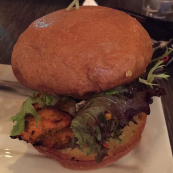 Varsha Indian Kitchen - Tandoori chicken burger. Best burger I've ever had! Such a soft bun and a massive 5oz of chicken! - Gluten-Free Near Me - Victoria, British Columbia