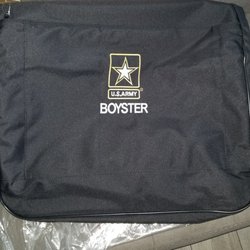 Embroidery Town - The Army logo was pre-existing. She was able to match the white color, lettering and size that was requested.