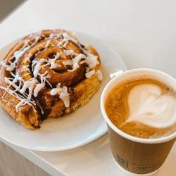 Latte + cinnamon danish