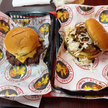 Al's Hot Chicken - Delicious  double smash burger and their signature "HOT" chicken sandwich. - Chicken Shop Near Me - Los Angeles, California