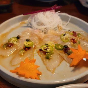 Kimu Sushi - Halibut Carpaccio - Sushi Bars Near Me - Long Beach, California Kimu Sushi - Halibut Carpaccio - Sushi Bars Near Me - Long Beach, California