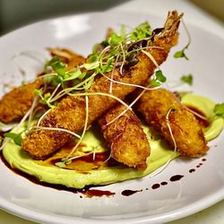 Morningstar Cafe - Tempura fried shrimp, avocado lime crema, teriyaki