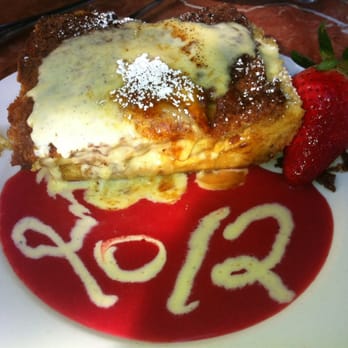 Julienne - Bakes Creme brûlée French toast with fresh strawberry sauce and Creme anglaise - New American Near Me - San Marino, California Julienne - Bakes Creme brûlée French toast with fresh strawberry sauce and Creme anglaise - New American Near Me - San Marino, California
