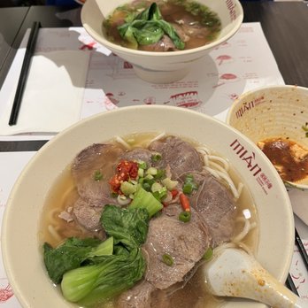 Mian - Top - clear broth beef noodle  Bottom - beef pickled noodle (WAY too numbing to the point of it being inedible) - Noodles Near Me - Costa Mesa, California