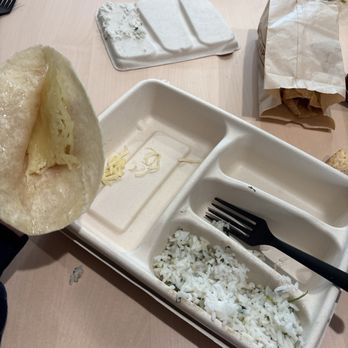 Chipotle Mexican Grill - Quesadilla Kids meal: cheese fell out of the quesadilla cause it wasn't even fully cooked and the portion of the rice is ridiculous. - Mexican Near Me - Oceanside, California Chipotle Mexican Grill - Quesadilla Kids meal: cheese fell out of the quesadilla cause it wasn't even fully cooked and the portion of the rice is ridiculous. - Mexican Near Me - Oceanside, California