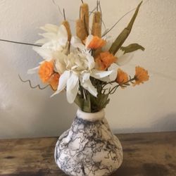 Catiri Art Glass & Oasis Art Gallery - Horsehair raku vase (with dollar tree florals lol)