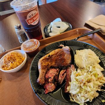 Bill Miller BBQ - The Rancher plate. Option of two meats and three sides and a large drink. Brisket and chicken were tender. - Barbeque Near Me - Floresville, Texas Bill Miller BBQ - The Rancher plate. Option of two meats and three sides and a large drink. Brisket and chicken were tender. - Barbeque Near Me - Floresville, Texas