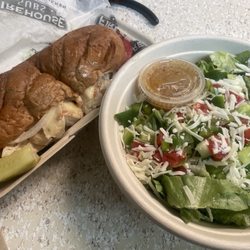 Firehouse Subs - Firehouse Captains Club and Salad with Italian dressing