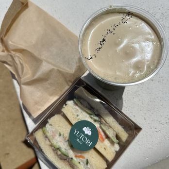 Yutori - Earl Grey Matcha latte, sardine potato salad sando, sesame cookie in the bag. - Japanese Near Me - Palo Alto, California Yutori - Earl Grey Matcha latte, sardine potato salad sando, sesame cookie in the bag. - Japanese Near Me - Palo Alto, California