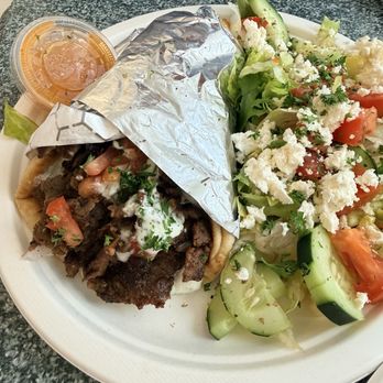 Gyro Stop - The lamb and beef gyro. My husband loved it. I forgot to take a picture of mine. So good! - Greek Near Me - Palmdale, California Gyro Stop - The lamb and beef gyro. My husband loved it. I forgot to take a picture of mine. So good! - Greek Near Me - Palmdale, California