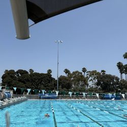 Belmont Plaza Olympic Pool - Covered bench seating overlooking the pool