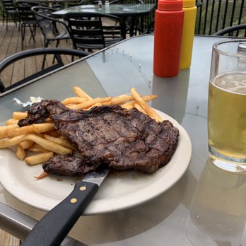 Priest Station Cafe - Ribeye steak and a cold beer on the patio. - American Near Me - Big Oak Flat, California Priest Station Cafe - Ribeye steak and a cold beer on the patio. - American Near Me - Big Oak Flat, California