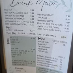Drink menu Drink menu