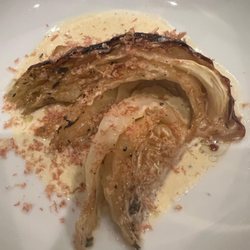 Southern Soigne - Cabbage with shaved iberico ham.