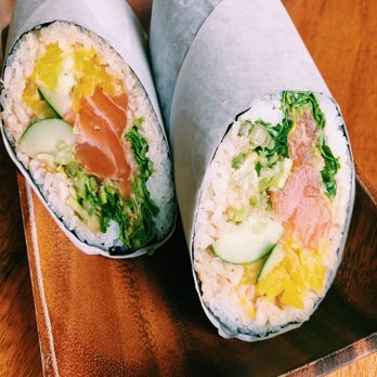 Up Roll Cafe - Honolulu - Salmon burrito with added cucumber, Takuan, cilantro and avocado! - Sushi Bars Near Me - Honolulu, Hawaii Up Roll Cafe - Honolulu - Salmon burrito with added cucumber, Takuan, cilantro and avocado! - Sushi Bars Near Me - Honolulu, Hawaii