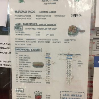 Bluebonnet Food Mart - Main deli menu - Grocery Near Me - Austin, Texas