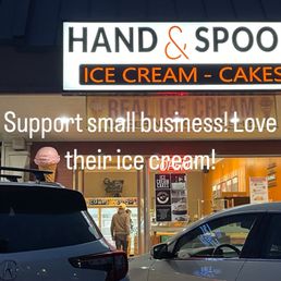 Front of business.