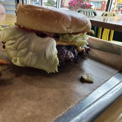 Streats Yankee Valley Kitchen - Smash Burger closer up. Crunchy edges.