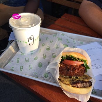 Shake Shack - Shack Stack and peanut butter milkshake. - Burgers Near Me - Las Vegas, Nevada Shake Shack - Shack Stack and peanut butter milkshake. - Burgers Near Me - Las Vegas, Nevada