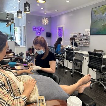 Nail Stop L.A. - Being pampered and enjoying our manicure pedicure together! - Nail Salons Near Me - Huntington Beach, California Nail Stop L.A. - Being pampered and enjoying our manicure pedicure together! - Nail Salons Near Me - Huntington Beach, California