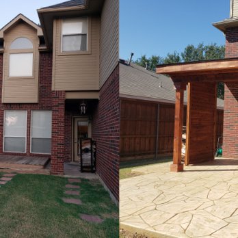 My New Patio - Before & After Stamped Concrete - Patio Coverings Near Me - The Colony, Texas My New Patio - Before & After Stamped Concrete - Patio Coverings Near Me - The Colony, Texas