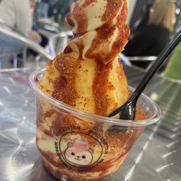 Mango with pineapple dole whip ice cream with chamoy and tajin Mango with pineapple dole whip ice cream with chamoy and tajin