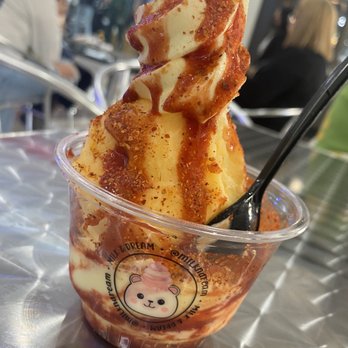 Milk & Dream - Mango with pineapple dole whip ice cream with chamoy and tajin - Desserts Near Me - Stockton, California Milk & Dream - Mango with pineapple dole whip ice cream with chamoy and tajin - Desserts Near Me - Stockton, California