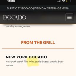Menu items