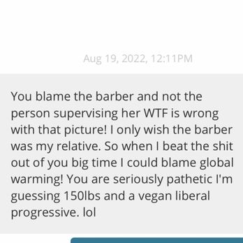 Annie's Barbershop - Fernando G's DM to me in Yelp app. Good to know he's a loyal customer here (look at his review posted a day after mine) - Barbers Near Me - San Bruno, California