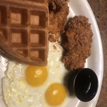 Huckleberry's - Fried Chicken and Waffles. Looks much better that it was. - Breakfast & Brunch Near Me - Fresno, California