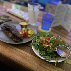 Boat Drinks - Jerk skewers and side salad