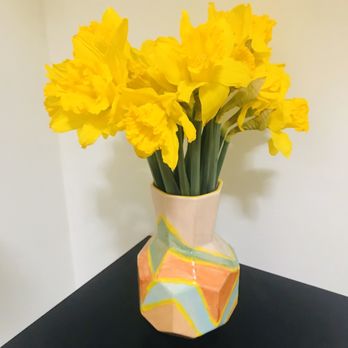 Color Me Mine - my finished piece + daffodils ! - Paint-Your-Own Pottery Near Me - New York, New York Color Me Mine - my finished piece + daffodils ! - Paint-Your-Own Pottery Near Me - New York, New York
