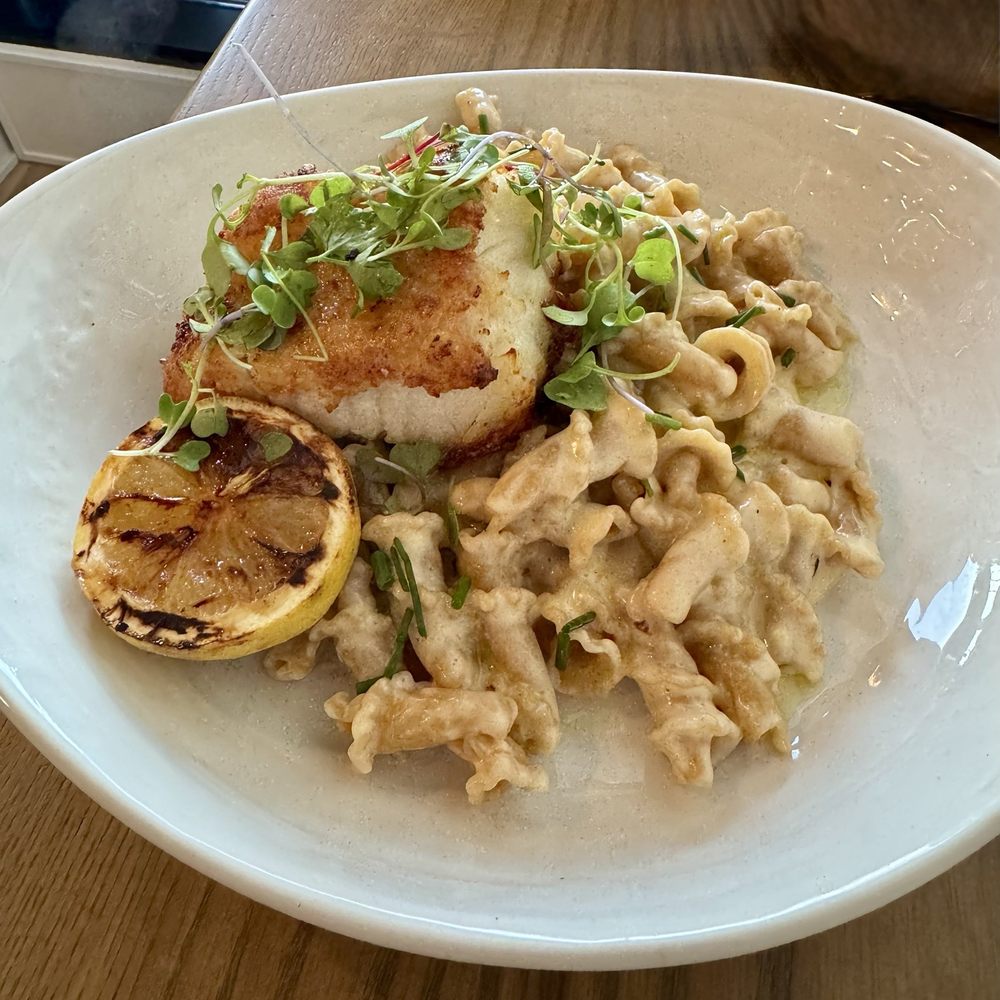 Salt at Carmel City Center - Parmesan crusted sea bass with mac & cheese - Seafood Near Me - Carmel, Indiana