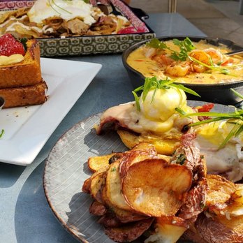 Toast - Reuben Benedict, Shrimp & Grits, Creme Brule French Toast, & Chilaquiles Verde....so delicious accompanied with the Toasted Coconut Latte... - Breakfast & Brunch Near Me - Temecula, California Toast - Reuben Benedict, Shrimp & Grits, Creme Brule French Toast, & Chilaquiles Verde....so delicious accompanied with the Toasted Coconut Latte... - Breakfast & Brunch Near Me - Temecula, California