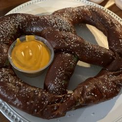 Frogzz Bar N Grill - The big pretzel. Huge! Buttery, crispy and enough for 2 or 2 friends to share.