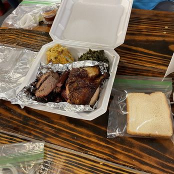 Papa Jack's BBQ - Brisket, link, chicken, mac and cheese and collard greens. - Barbeque Near Me - Waco, Texas