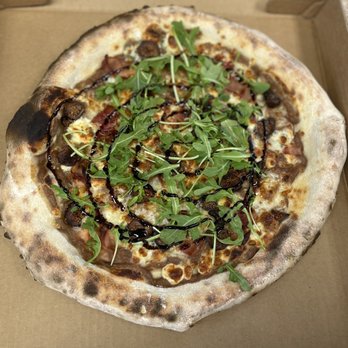 Sour Street Pizza - Gorgonzola and Dried Fig  Caramelized onion puree, mozzarella, gorgonzola, balsamic glaze, hot honey - Pizza Near Me - Norfolk, Virginia