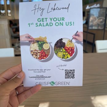 Crisp & Green - Come in by 1:30pm today 10/22/22 and try them out for free! You won't regret it. - Salad Near Me - Lakewood, Colorado Crisp & Green - Come in by 1:30pm today 10/22/22 and try them out for free! You won't regret it. - Salad Near Me - Lakewood, Colorado