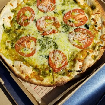 MOD Pizza - The Dillion James with pesto sauce instead of red, yum! - Pizza Near Me - West Sacramento, California