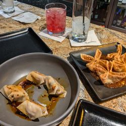 Happy Hour shrimp dumplings, crab Rangoon, sea breeze