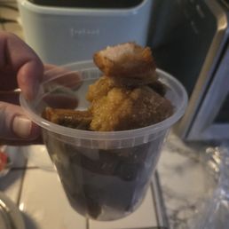 Soup container. The plastic lid was securely on when it arrived so it steamed whats supposed to be crispy pork belly. Sad. Soup container. The plastic lid was securely on when it arrived so it steamed whats supposed to be crispy pork belly. Sad.