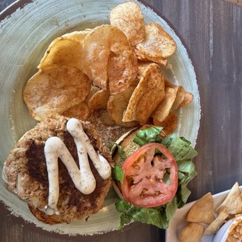 Blue Crab Restaurant - Crab cake sandwich with old bay seasoned fries. - Seafood Near Me - West Point, Virginia
